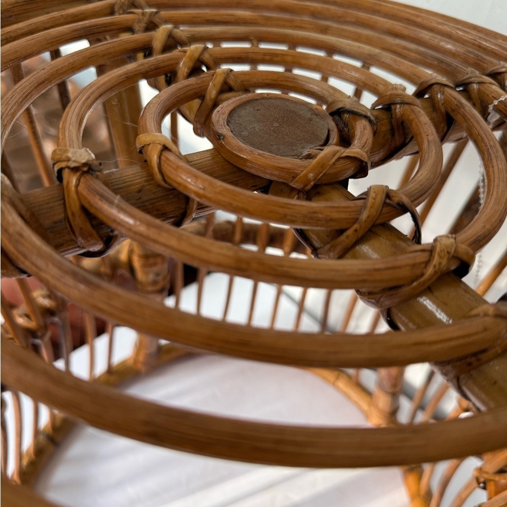 Vintage MCM Bamboo and Rattan stool or side table - Picture 5 of 5